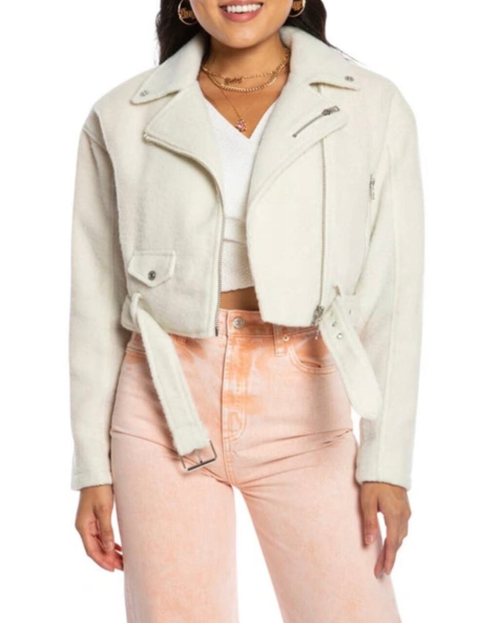 Juicy Couture Marshmellow Mohair Boxy Cropped Moto Jacket XL NWT